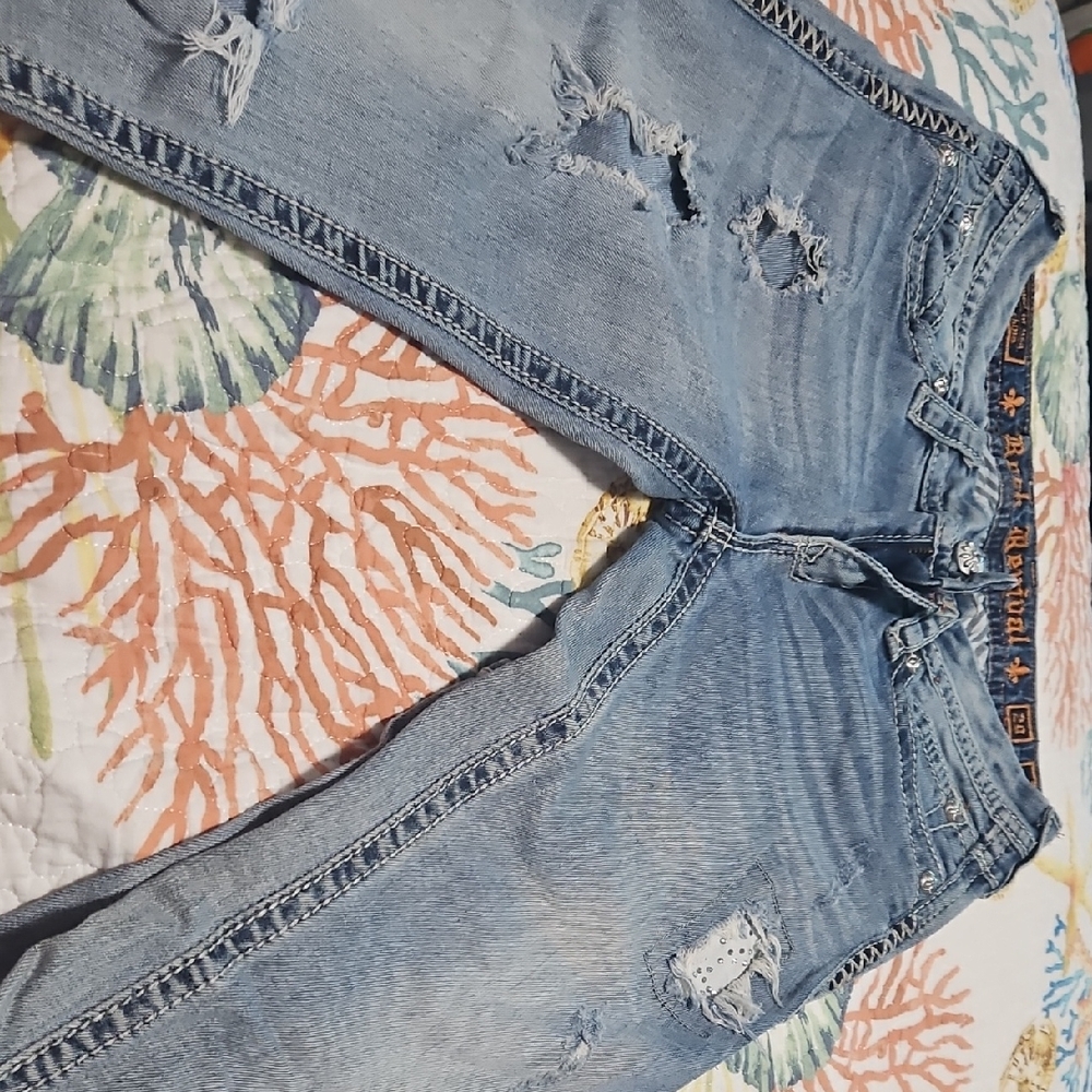 Rock Revival Light Blue Distressed Boyfriend Jeans